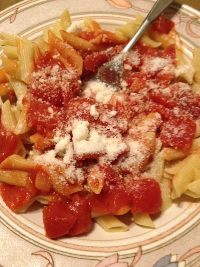 Chunky Tomato Sauce Over Penne, created by TheMamaMaven.com