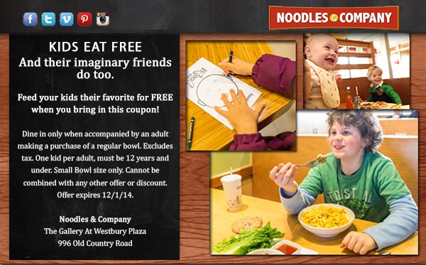 Noodles & Co Kids Eat Free Coupon