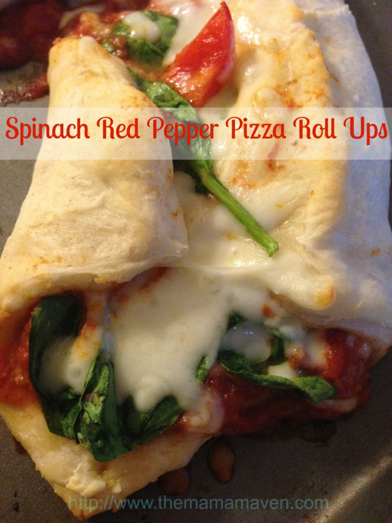 Spinach Red Pepper Pizza Roll Ups | The Mama Maven Blog #kidfriendly #recipes #pizzarollups