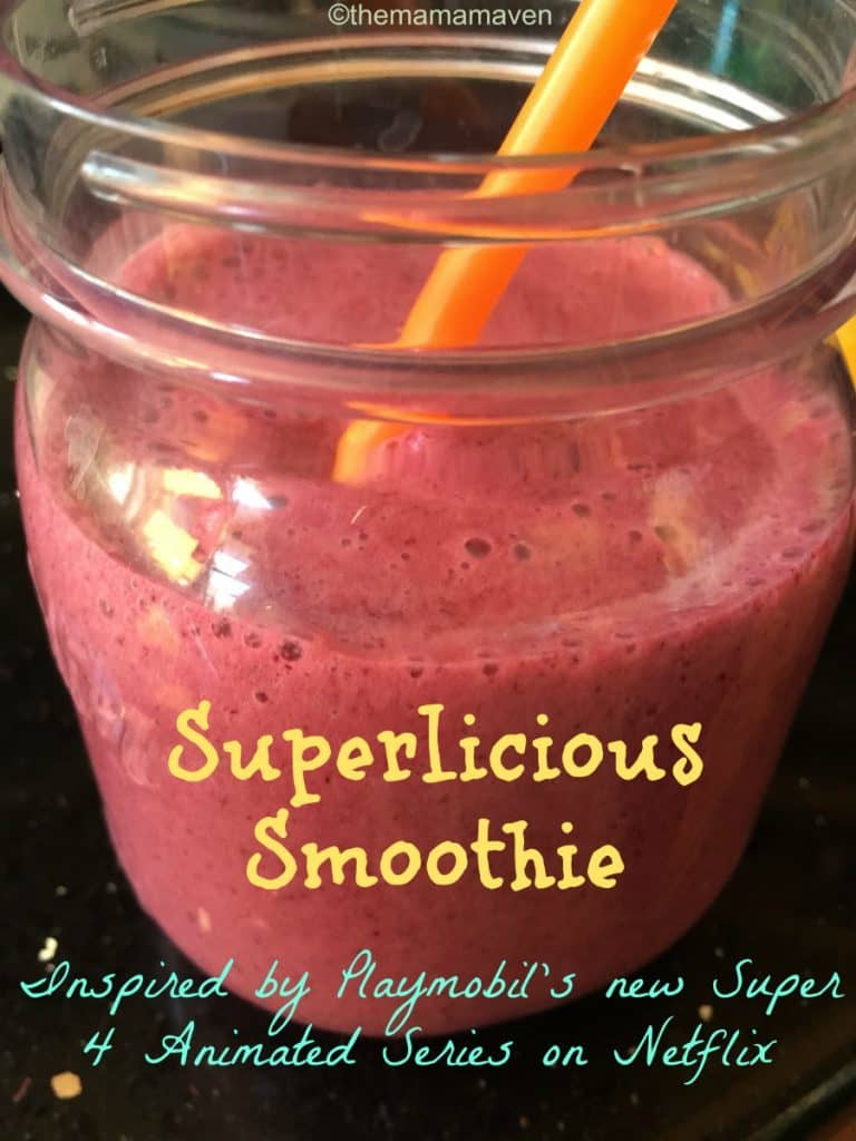 Super 4 Party -- Superlicious Smoothie inspired by @Playmobil Super 4 Series on @Netflix | The Mama Maven Blog