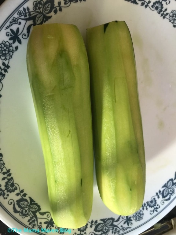 How to Make Zoodles AKA Zucchini Noodles with a Vegetable Spiralizer - First peel zucchini