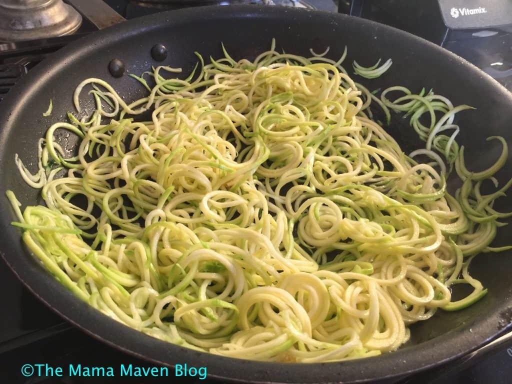 How to Make Zoodles AKA Zucchini Noodles with a Vegetable Spiralizer - sautee in olive oil