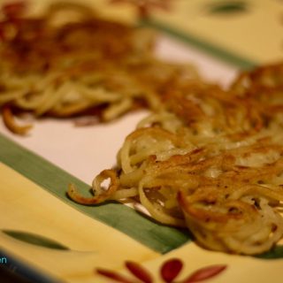 golden potato spiralized latkes