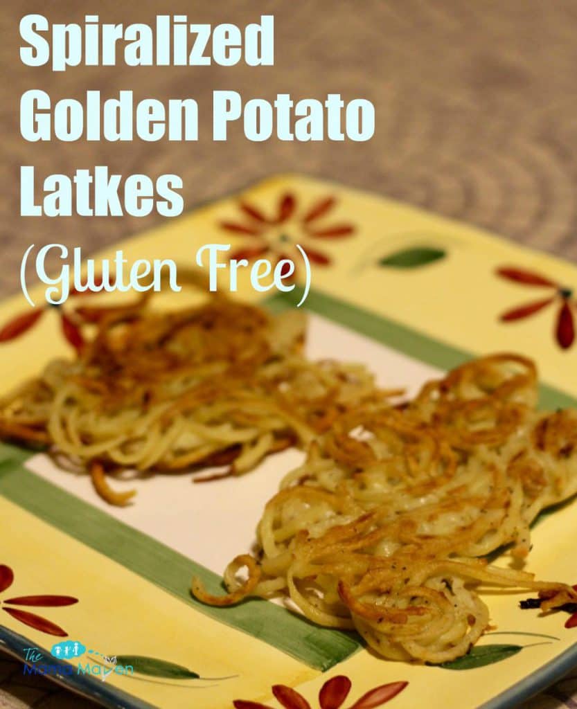 Spiralized Golden Potato Latkes | The Mama Maven Blog @themamamaven