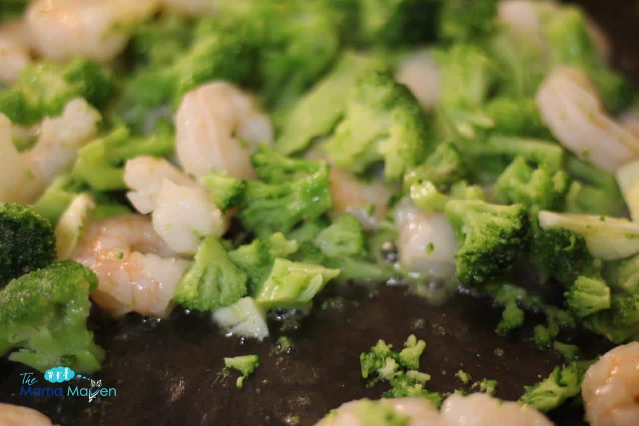 Shrimp & Broccoli over Rice Noodles (Gluten Free)