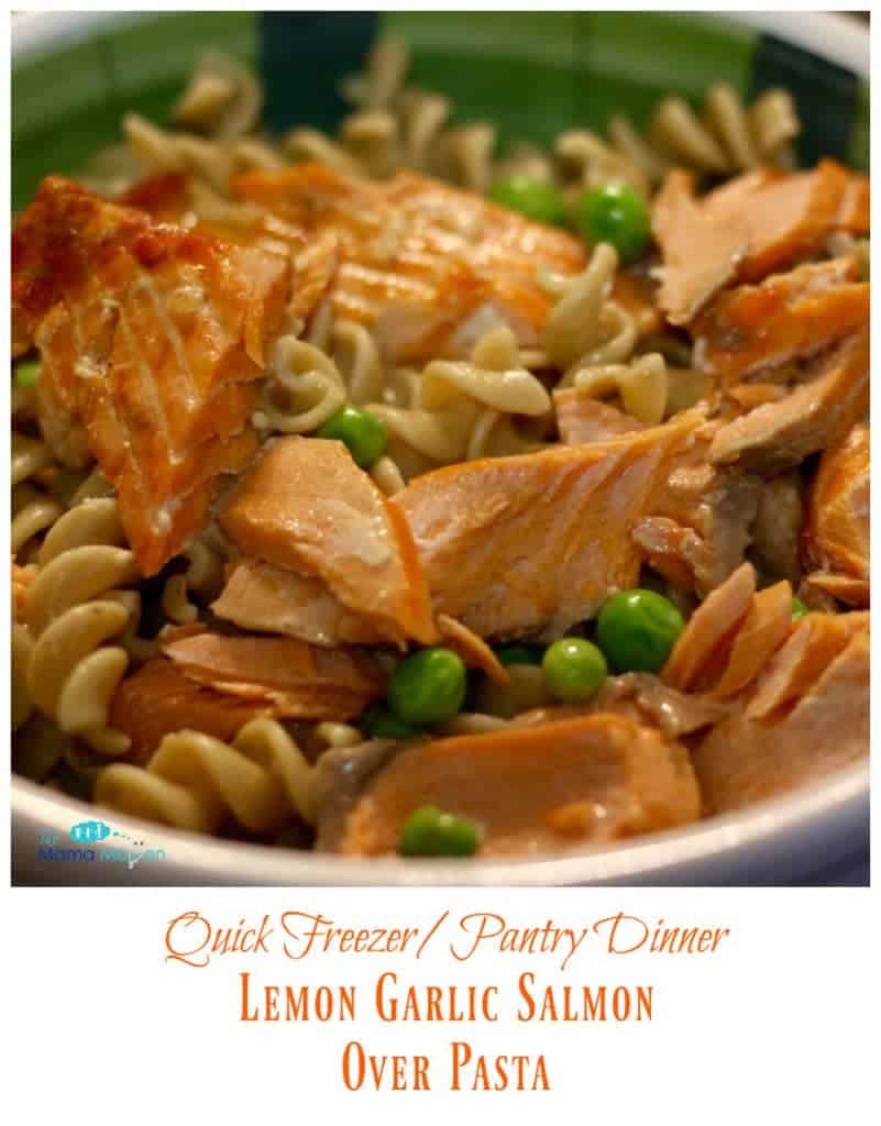 Quick Freezer/Pantry Dinner: Lemon Garlic Salmon Over Pasta #AD @tessemaes09 | The Mama Maven Blog