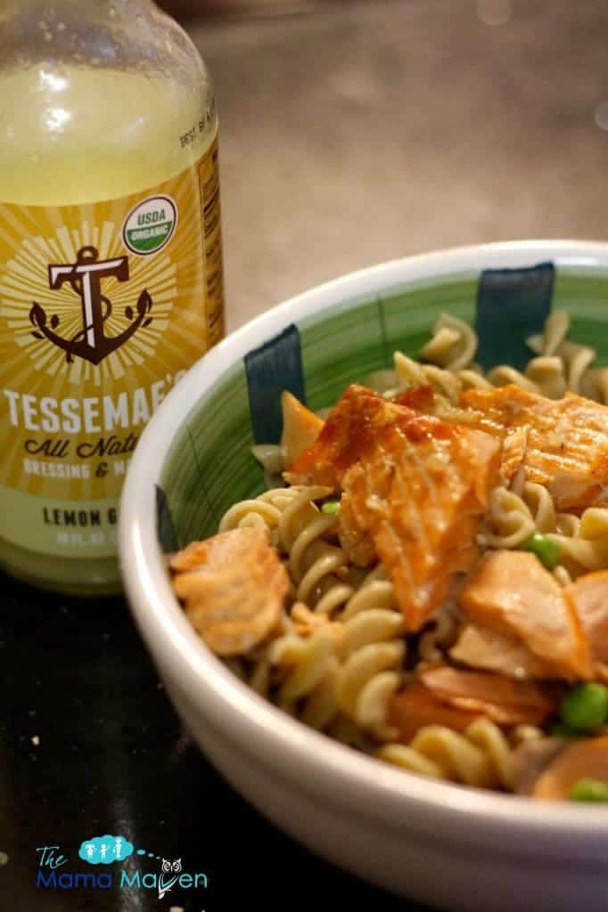 Quick Freezer/Pantry Dinner: Lemon Garlic Salmon Over Pasta #AD   | The Mama Maven Blog 