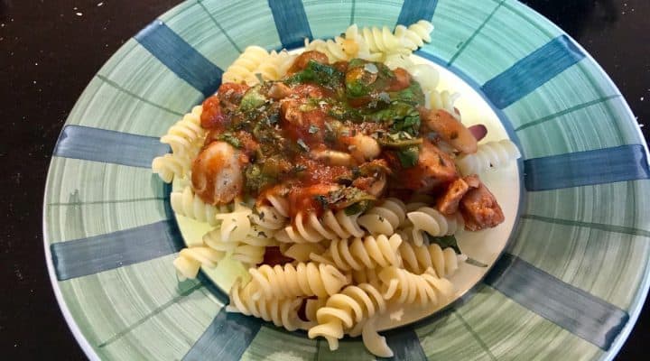 spinach, white bean and sausage rotini