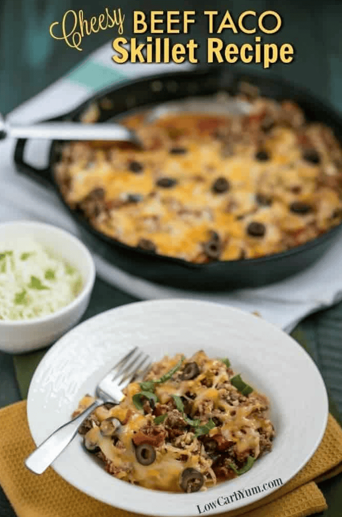 Cheesy Beef Taco Skillet Recipe by Low Carb Yum