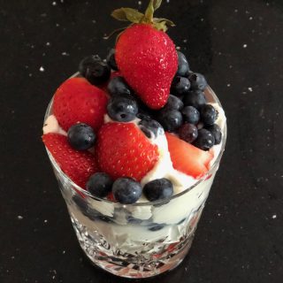 Lightened Up Red White and Blue Cheesecake Parfait | The Mama Maven Blog
