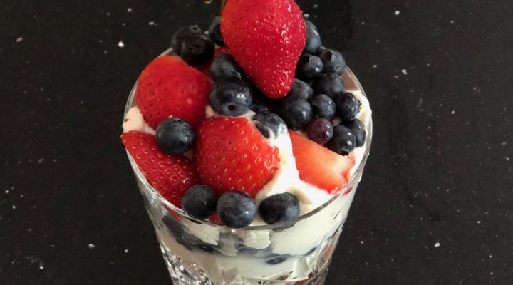 Lightened Up Red White and Blue Cheesecake Parfait | The Mama Maven Blog