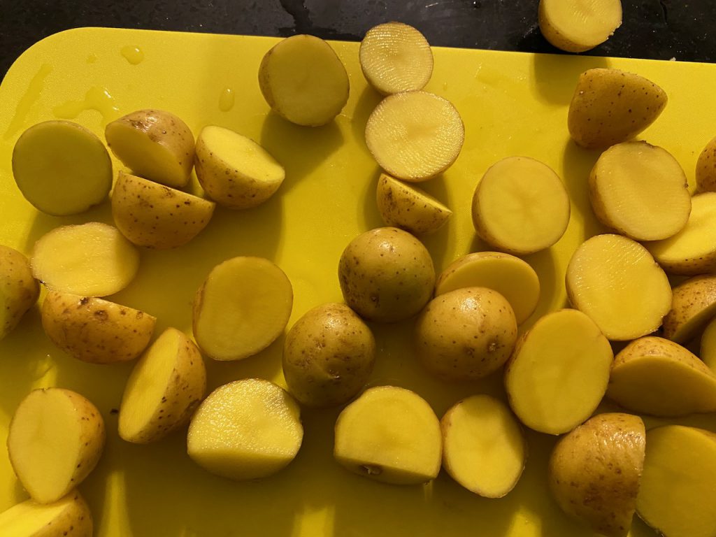 Cut up yukon gold potatoes