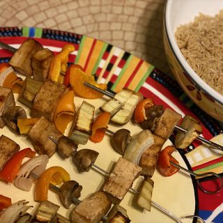 Tofu and Veggie Kabobs on plate