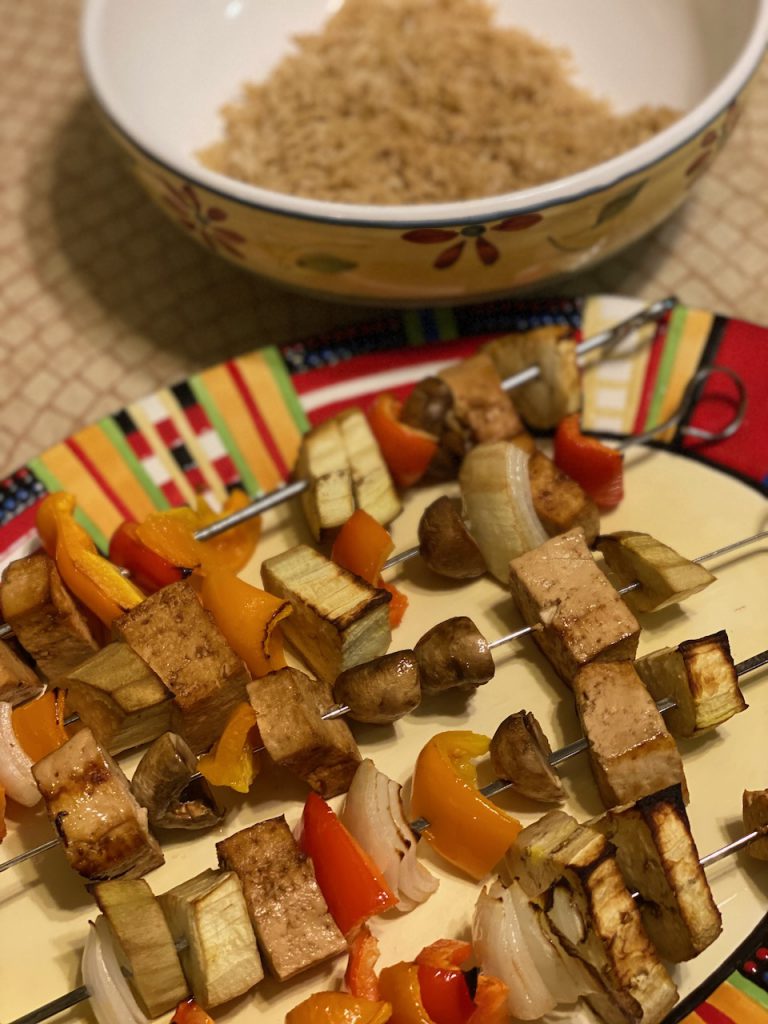 Teriyaki Tofu and Veggie Kabobs Dinner