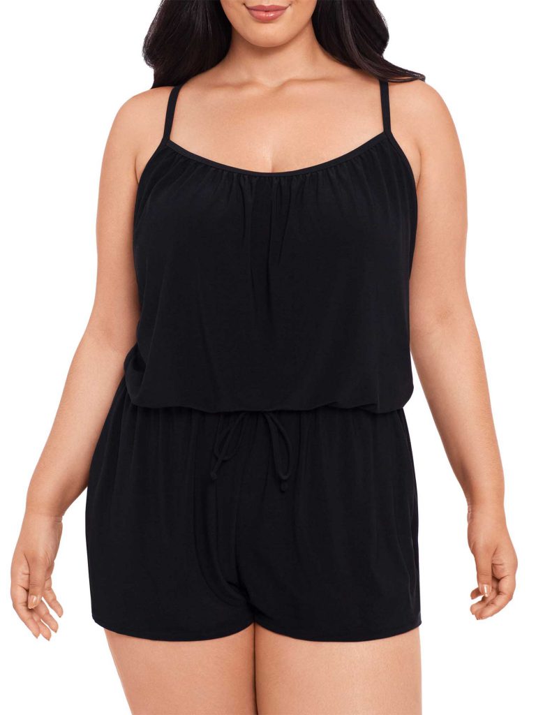 Women's Plus-Size Romper Swimsuit w/Pockets