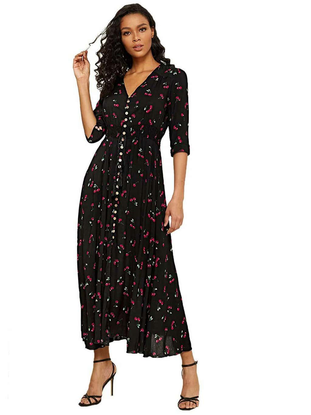 puff sleeve long gown