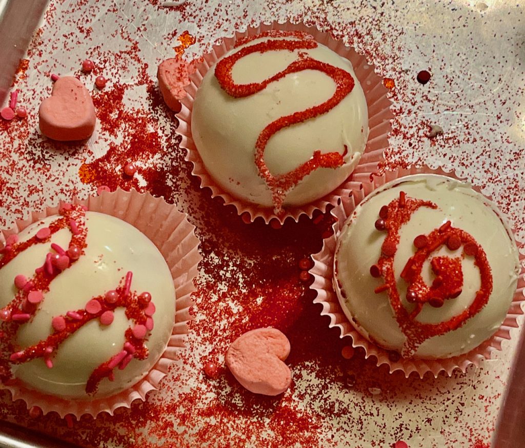 decorated Valentine's Day Hot Chocolate Bombs