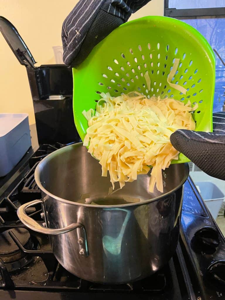 Draining Fettuccine