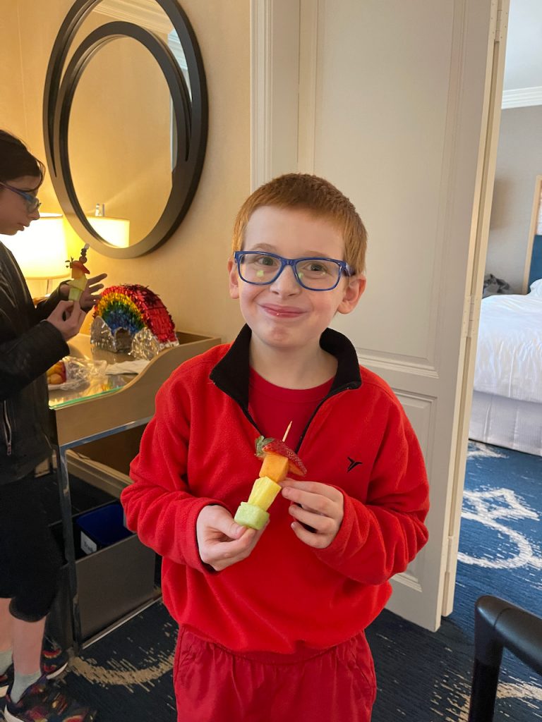 Boy happy with treats