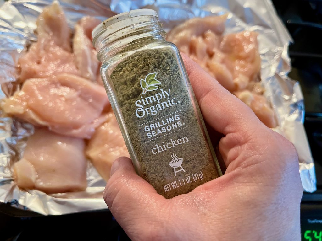 Seasoning the chicken