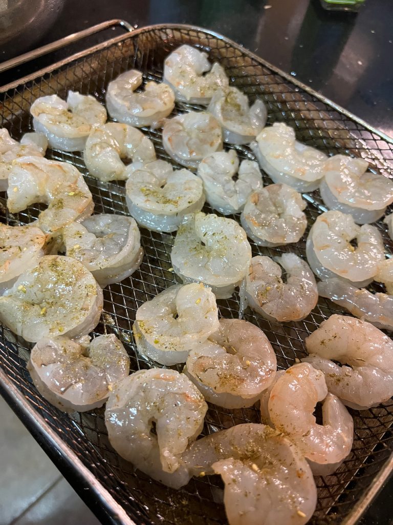 Shrimp ready for air fryer