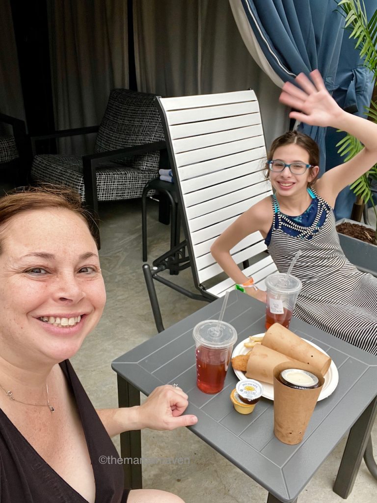 Enjoying the Cabana at Kartrite | The Mama Maven Blog