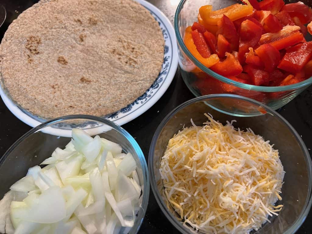 Ingredients for Air Fryer Veggie Quesadillas