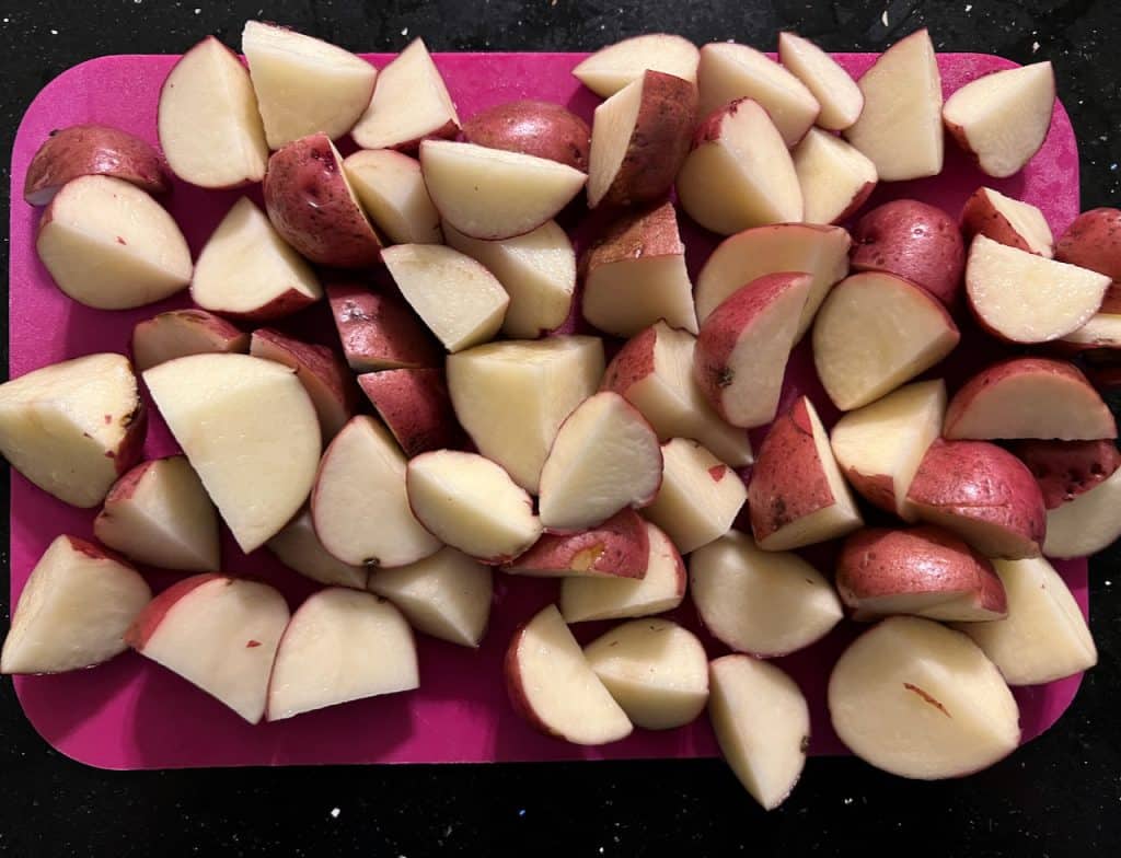 Cut up potatoes