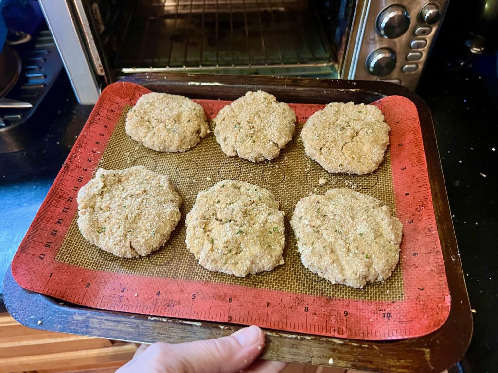 Salmon Patties going into the air fryer