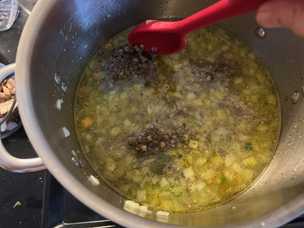 Adding lentils to soup