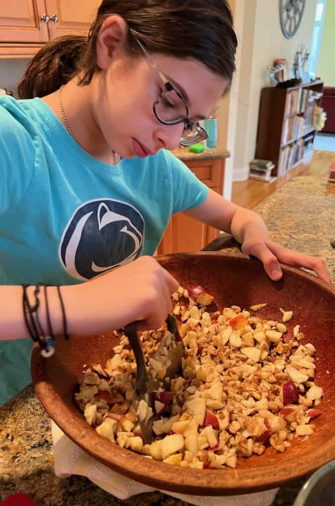 Chopping walnuts
