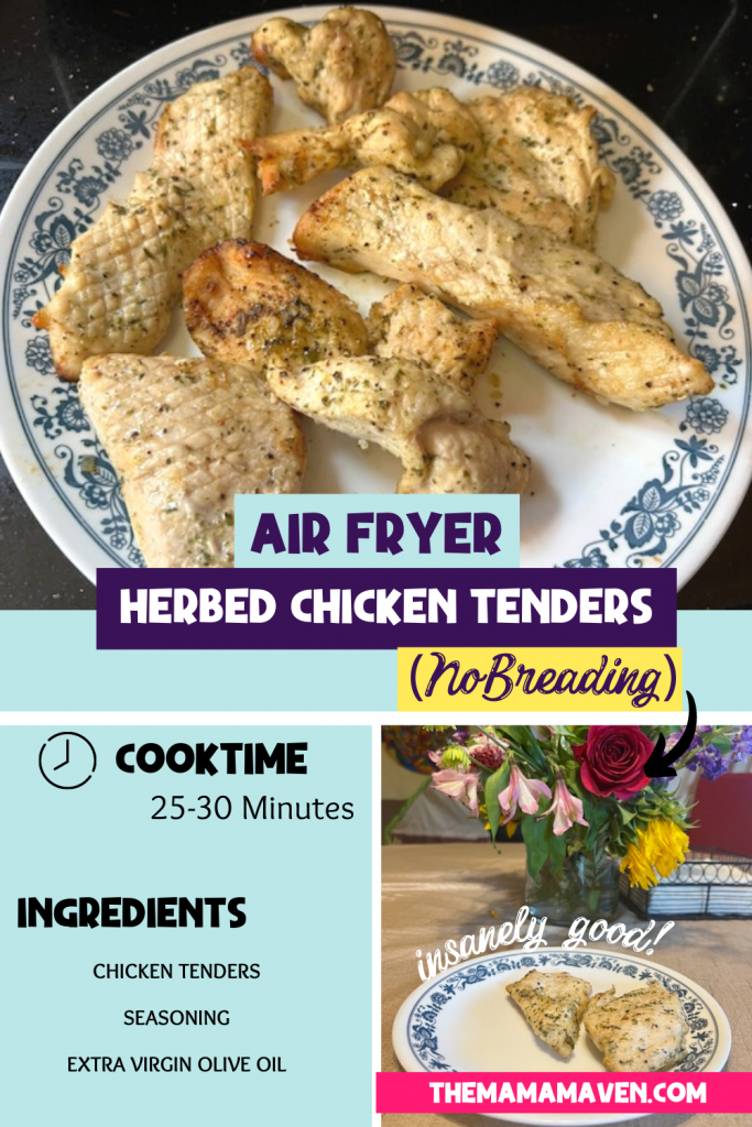 Air Fryer Herbed Chicken Tenders (No Breading) pin