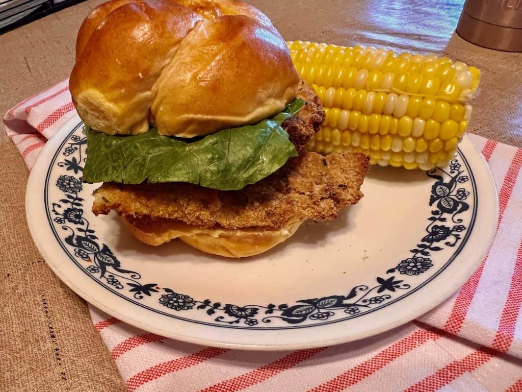 Air fryer breaded flounder sandwich