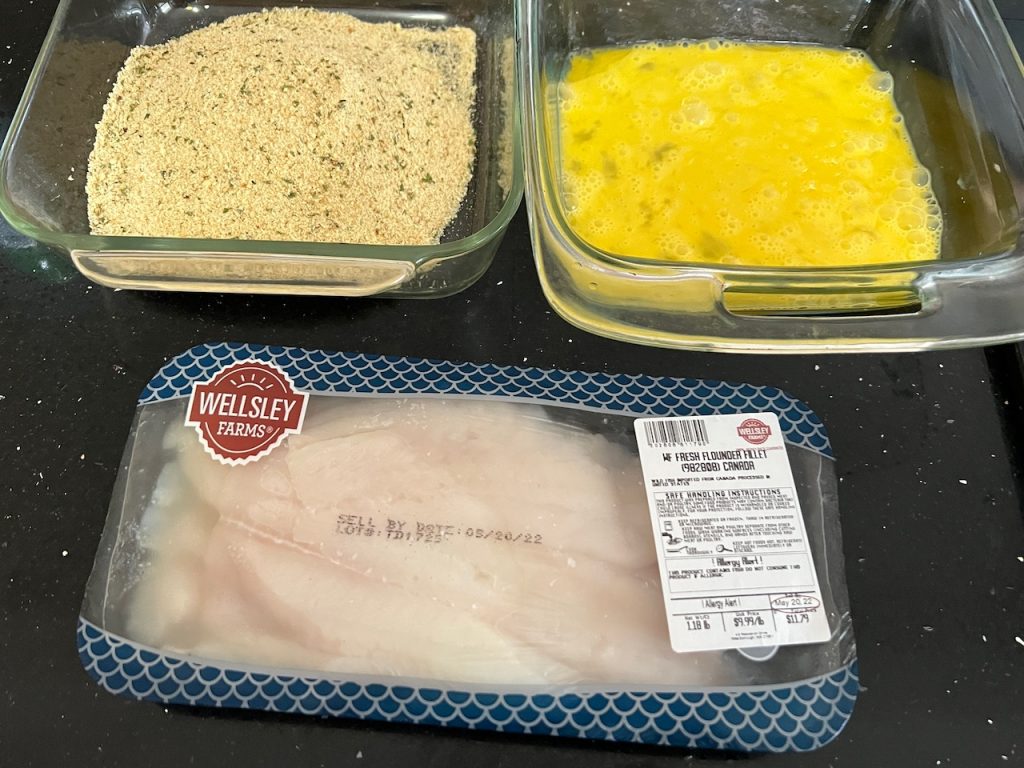Ingredients for air fryer breaded flounder