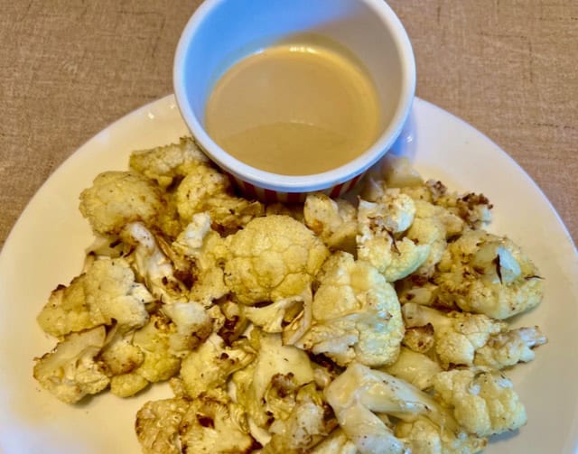 Air Fryer Roasted Cauliflower with Tahini on the side