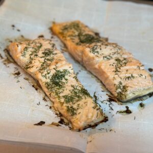 Close up photo of Air Fryer Lemon Dill Salmon